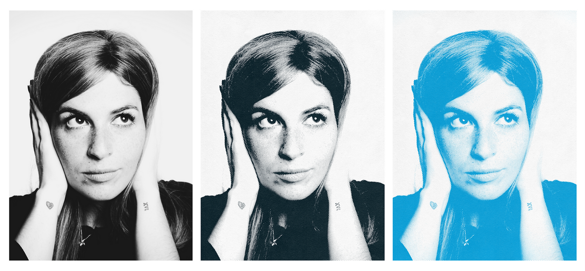 Photography treatment: original, halftone, and duotone