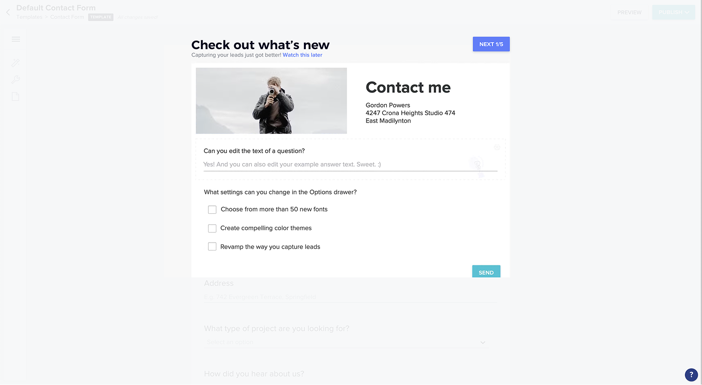 Honeybook pop-up overlay example