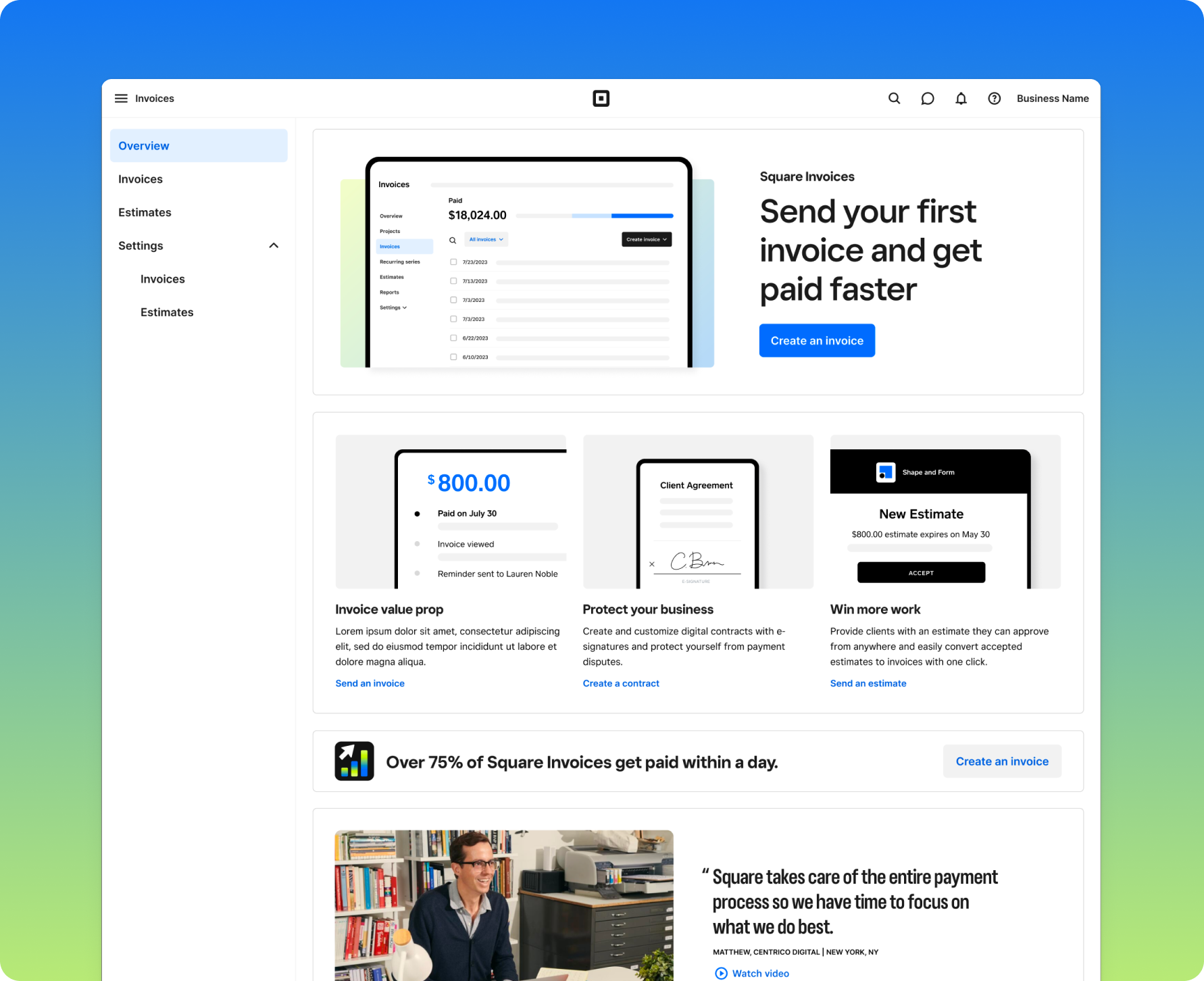 Invoices Null State Redesign