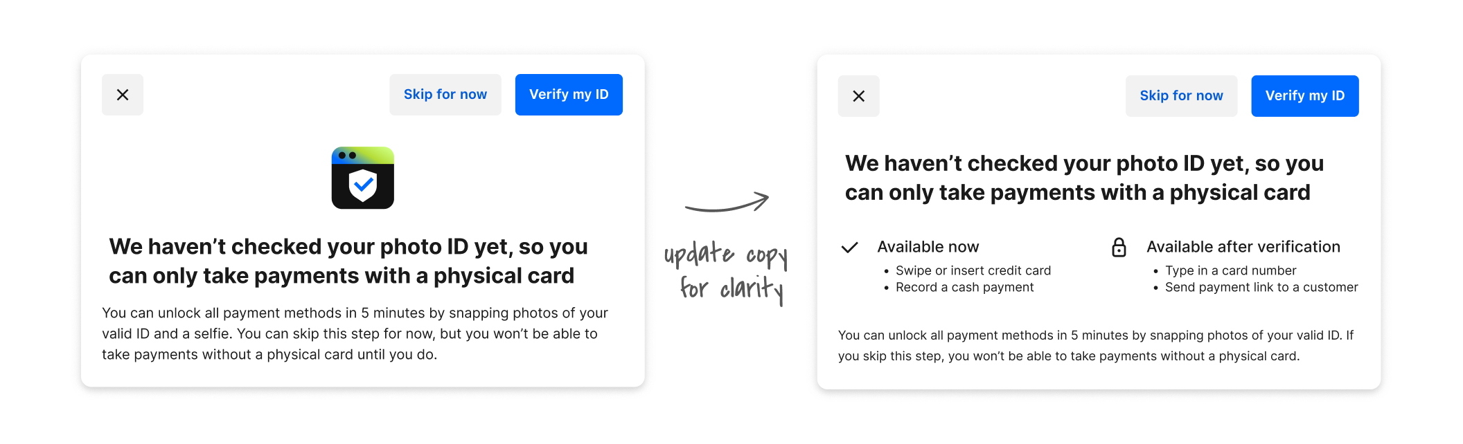 List payment options recommendation