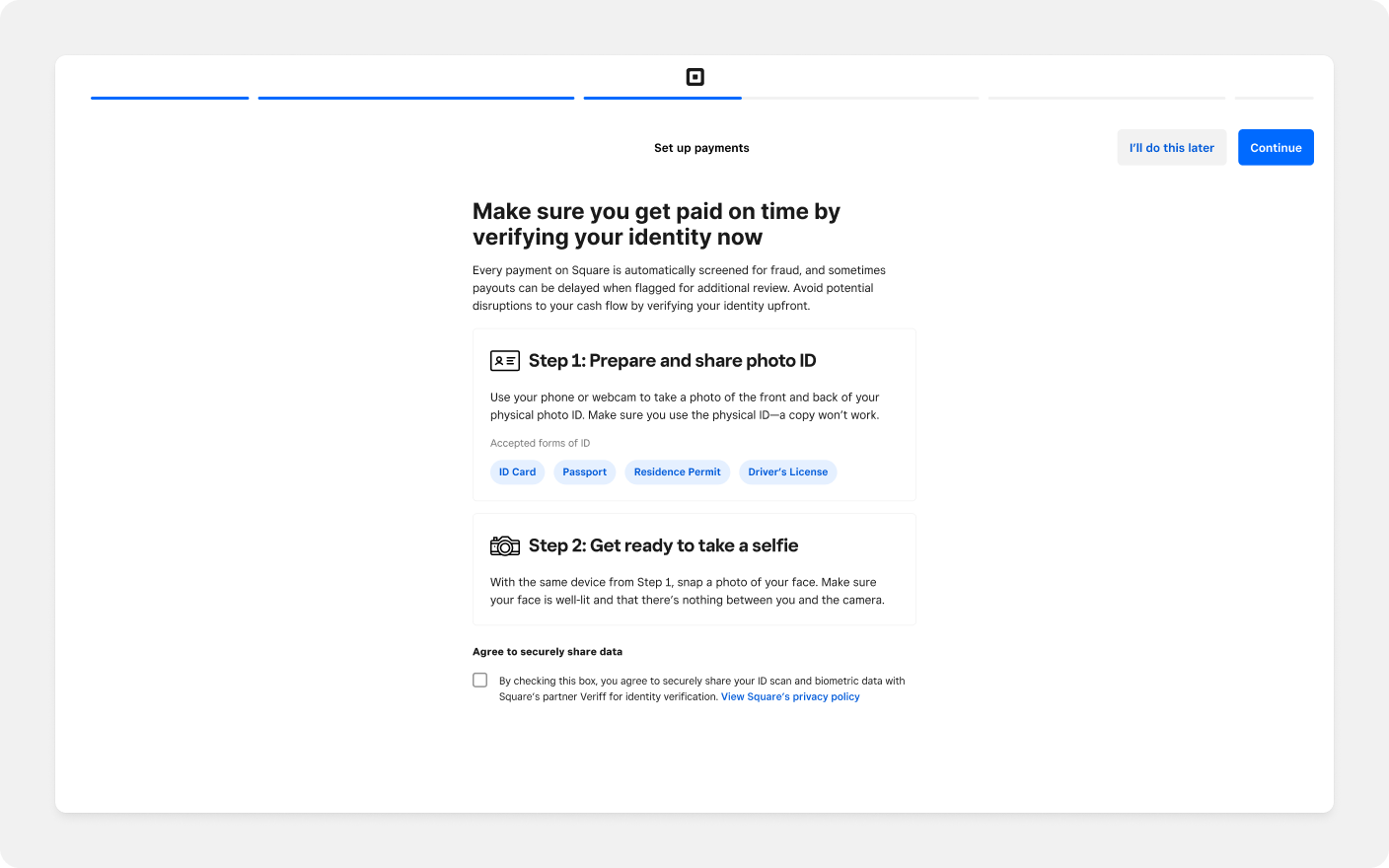 Optional DocIDV at onboarding screen