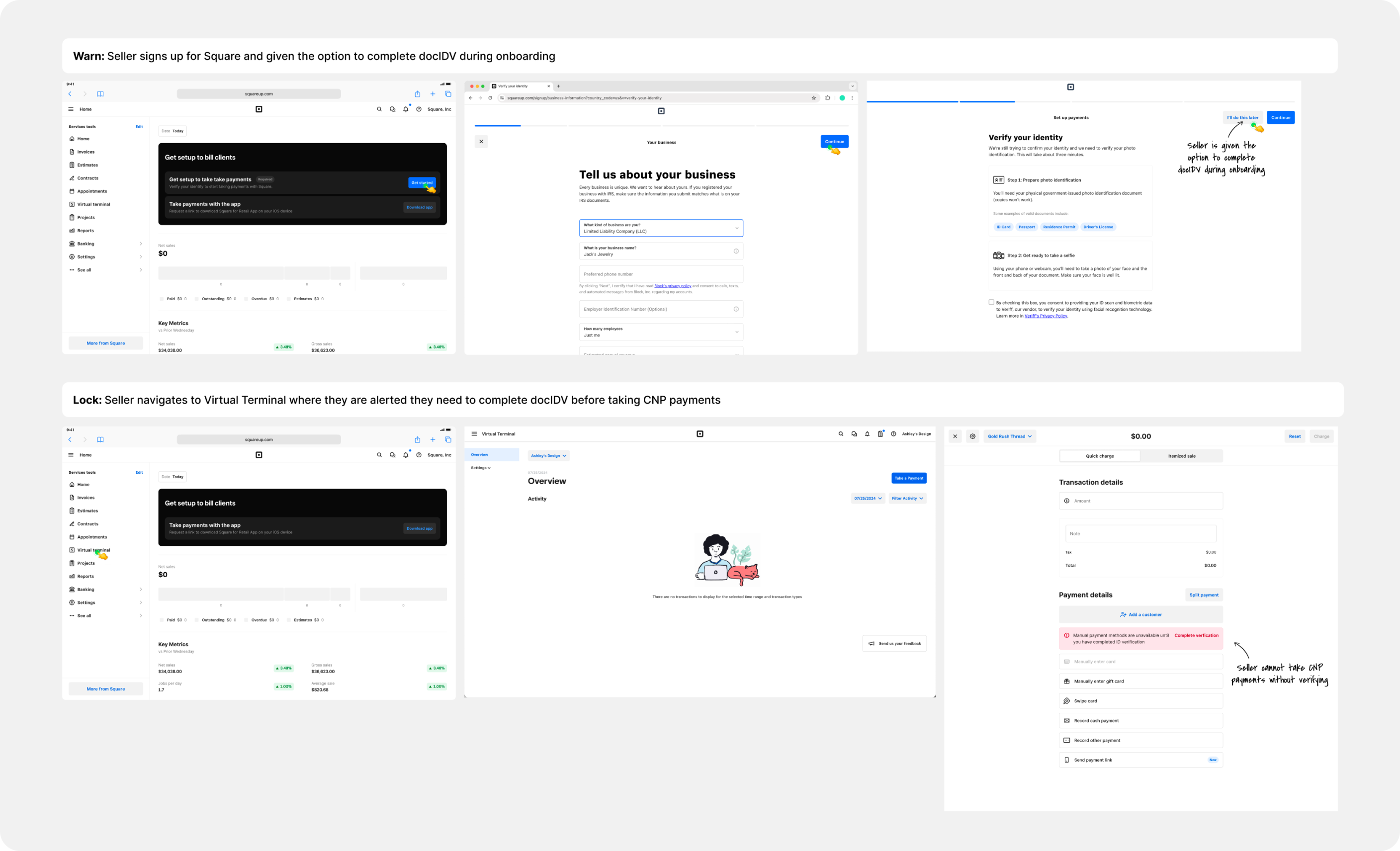 Warn + Lock proof of concept screens