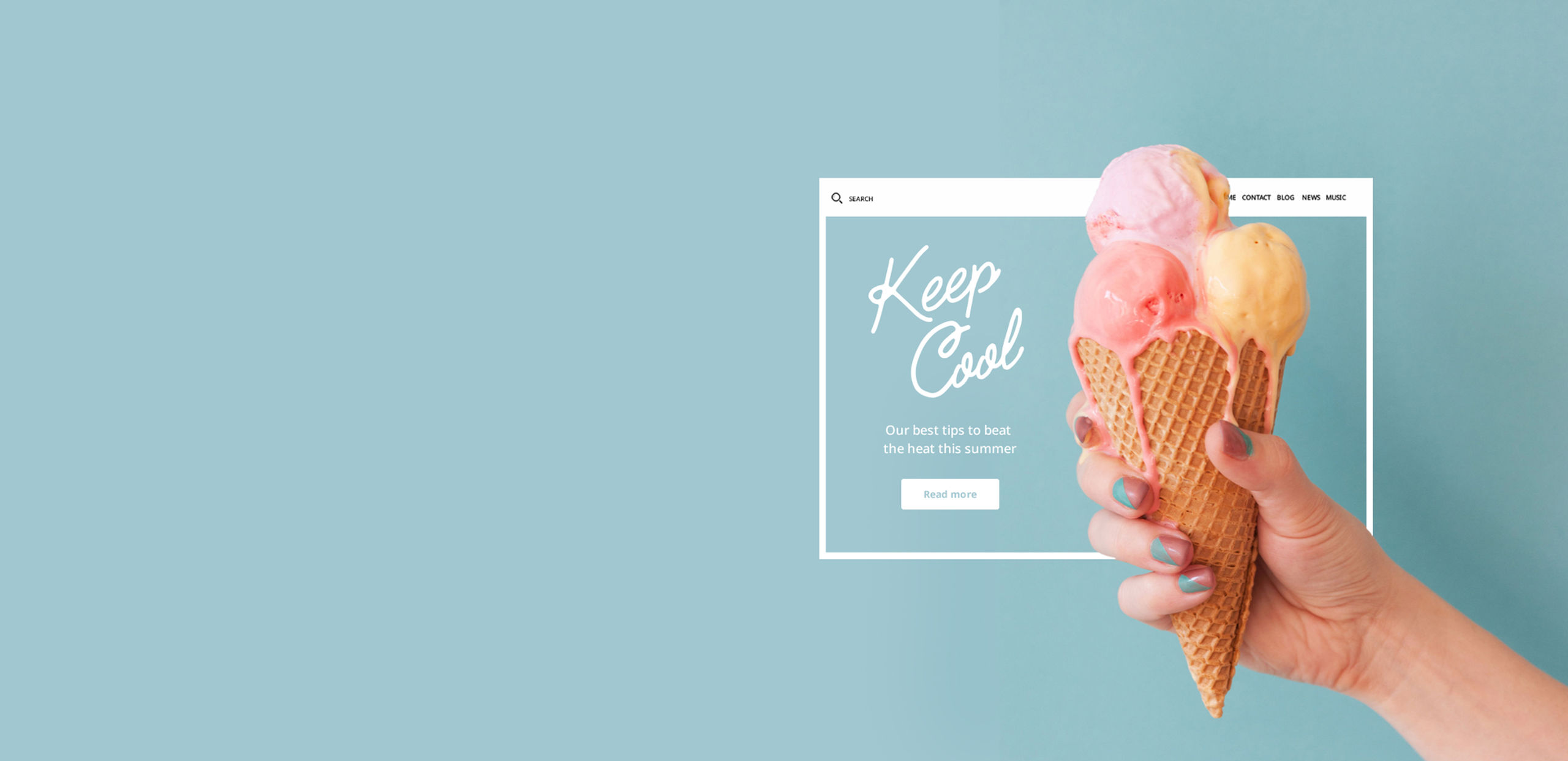Keep Cool — WordPress.com site mockup with ice cream