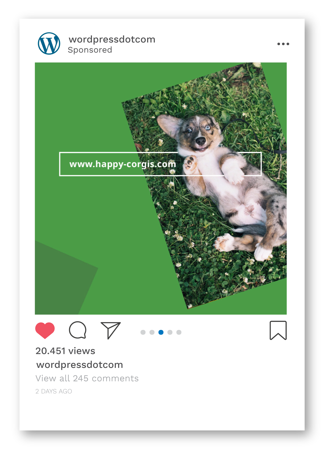 WordPress.com Instagram ad — corgi