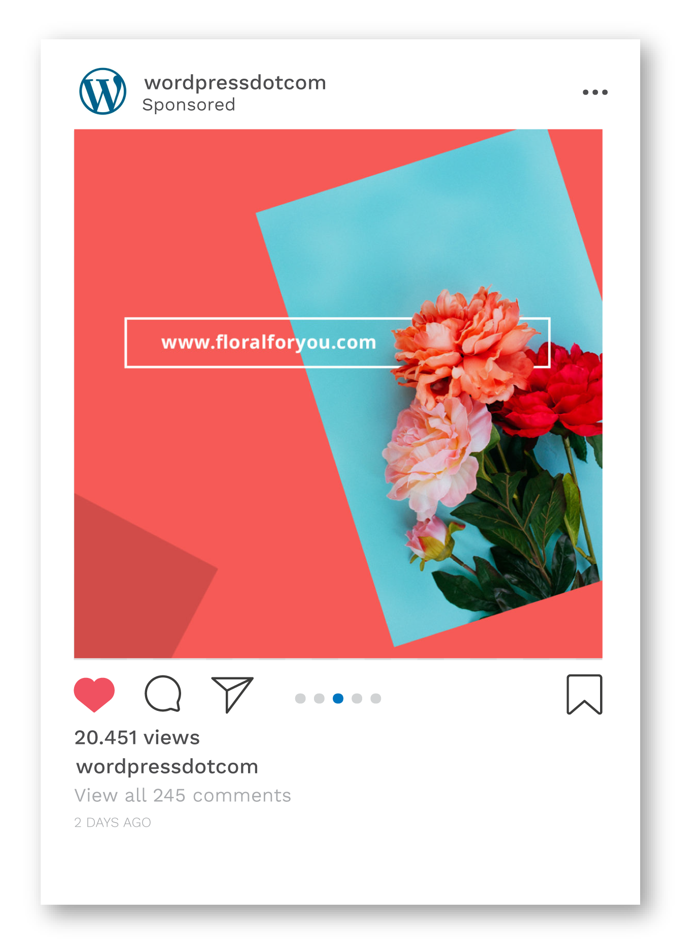 WordPress.com Instagram ad — flowers