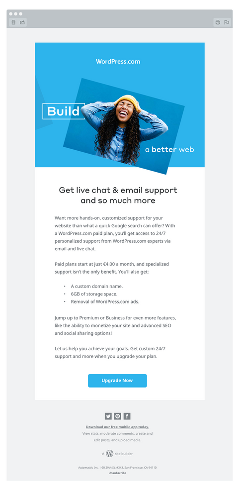 WordPress.com email — Build a better web