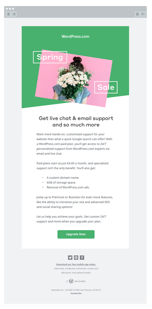 WordPress.com email — Spring Sale